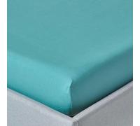 HOMESCAPES Crisp & Cool 200 TC Egyptian Cotton Percale Fitted Sheet - 30 cm Deep - Double - Teal
