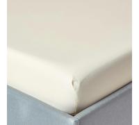 HOMESCAPES Crisp & Cool 200 TC Egyptian Cotton Percale Fitted Sheet - 30 cm Deep - King - Cream