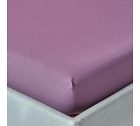 HOMESCAPES Crisp & Cool 200 TC Egyptian Cotton Percale Fitted Sheet - 30 cm Deep - King - Grape