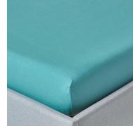 HOMESCAPES Teal Deep Fitted Sheet (12”) King 200 TC 400 Thread Count Equivalent Pure Egyptian Cotton Bed Sheet with Fully Elasticated Skirt