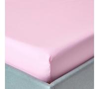 HOMESCAPES Crisp & Cool 200 TC Egyptian Cotton Percale Fitted Sheet - 30 cm Deep - Super King - Pink