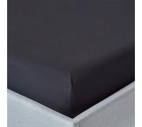HOMESCAPES Crisp & Cool 200 TC Egyptian Cotton Percale Fitted Sheet - 46 cm Extra Deep - Black - Super King