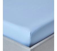 HOMESCAPES Light Blue Extra Deep Fitted Sheet (18”) Double 200 TC 400 Thread Count Equivalent Pure Egyptian Cotton Bed Sheet with Fully Elasticated Skirt