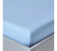 HOMESCAPES Light Blue Extra Deep Fitted Sheet (18”) King 200 TC 400 Thread Count Equivalent Pure Egyptian Cotton Bed Sheet with Fully Elasticated Skirt