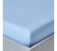 HOMESCAPES Light Blue Extra Deep Fitted Sheet (18”) Super King 200 TC 400 Thread Count Equivalent Pure Egyptian Cotton Bed Sheet with Fully Elasticated Skirt