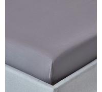 HOMESCAPES Crisp & Cool 200 TC Egyptian Cotton Percale Fitted Sheet - 46 cm Extra Deep - Dark Grey - Super King