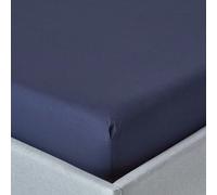 Homescapes Fitted Sheet Extra Deep 18" Super King - 200 TC Egyptian Cotton Navy Blue