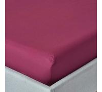 HOMESCAPES Crisp & Cool 200 TC Egyptian Cotton Percale Fitted Sheet - 46 cm Extra Deep - Plum - Super King