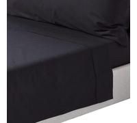 HOMESCAPES Crisp & Cool 200 TC Egyptian Cotton Percale Flat Sheet - Black - Single