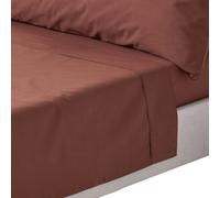 HOMESCAPES Crisp & Cool 200 TC Egyptian Cotton Percale Flat Sheet - Chocolate - King