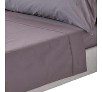 HOMESCAPES Crisp & Cool 200 TC Egyptian Cotton Percale Flat Sheet - Dark Grey - Single