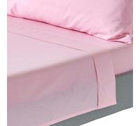HOMESCAPES Crisp & Cool 200 TC Egyptian Cotton Percale Flat Sheet - Pink - Double