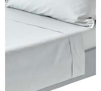 HOMESCAPES Crisp & Cool 200 TC Egyptian Cotton Percale Flat Sheet - Silver Grey - Double