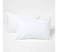 HOMESCAPES White Kid’s Pillowcases 60 x 40 cm 2 Pack 100% Egyptian Cotton Percale Soft Hypoallergenic Children’s Pillow Cases with Envelope Close Breathable Easy Care 200 TC 400 Thread Count Equiv