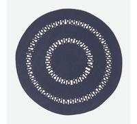 HOMESCAPES Crochet Braided Rug - Navy - 90 cm Round
