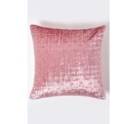 HOMESCAPES Blush Pink 40 x 40 cm Crushed Velvet Cushion Cover with Embroidered Design Super Soft Dusky Pink Luxury Decorative Square Scatter Cushion Throw Pillow for Sofa or Bed with Zip Closure
