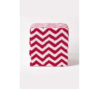 (Red & White) Chevron Cube Pouffe Tufted Cotton 36 x 36 x 38 cm