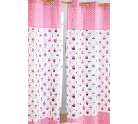 Homescapes Cupcakes Ready Made Eyelet Curtain Pair in Pink | Size: 140 cm width x 229 cm drop Homescapes Pink 140 cm width x 229 cm drop