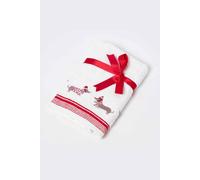 HOMESCAPES Dachshund Embroidered Christmas Towel 100% Cotton White Hand Towel with Decorative Festive Design SIZE Guest Towel for Bathroom or Xmas Gift