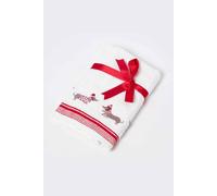 Homescapes Dachshund Embroidered 100% Cotton Christmas Hand Towel In White White Hand Towel