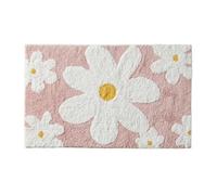 HOMESCAPES Daisy Bloom Bath Mat - Pink Floral