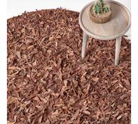 Homescapes Dallas Leather Shaggy Rug in Brown | Size: 150 cm diameter Homescapes Brown 150 cm diameter