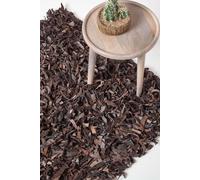 Dallas Leather Shaggy Rug Homescapes Chocolate 120cm x 180cm