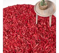 Dallas Leather Shaggy Rug for Living Room Black, Brown, Chocolate, Red