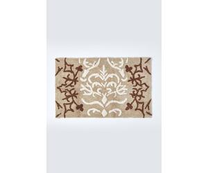 Homescapes Damask Cotton Bath Mat Soft, Absorbent & Non-Slip In Beige Beige