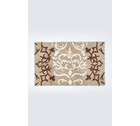 HOMESCAPES Damask Bathmat, Beige, 50 x 80 cm, 1400 GSM rug in 100% Cotton, Non Slip Spray Back, Washable at Home