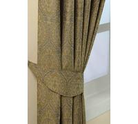 Homescapes Damask Jacquard Curtain Tie Back Pair In Gold Gold