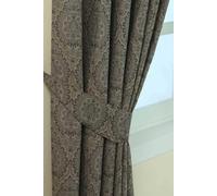 Homescapes Damask Jacquard Curtain Tie Back Pair In Grey Grey