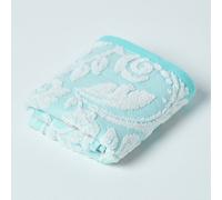 Homescapes Luxury Turquoise Guest Towels 100% Turkish Cotton Patterned Small Super Soft & Absorbent Extra Thick 600GSM Ringspun Aqua Towels For Bathroom with Damask Pattern