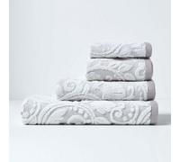 HOMESCAPES Luxury Beige Hand Towel 100% Turkish Cotton Patterned Small Towel Super Soft & Absorbent Extra Thick 600GSM Ringspun Light Brown Towel For Bathroom with Damask Pattern