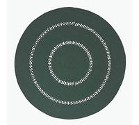 HOMESCAPES Dark Green Crochet Rug Handwoven Cotton Braided Mat Reversible 120 cm Round Rug for Living Room & Bedroom