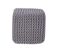 Homescapes Dark Grey Cube Cotton Knitted Pouffe Footstool