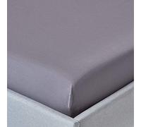 HOMESCAPES Dark Grey Deep Fitted Sheet (12”) Euro Size 140 x 200 cm 200 TC 400 Thread Count Equivalent Pure Egyptian Cotton Bed Sheet with Fully Elasticated Skirt