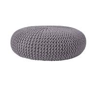 Homescapes Dark Grey Large Round Cotton Knitted Pouffe Footstool