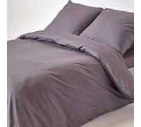 HOMESCAPES Dark Grey Pure Egyptian Cotton Duvet Cover Set Euro Size 150 x 200 cm 200 TC 400 Thread Count Equivalent Pillowcase Included Quilt Cover Bedding Set