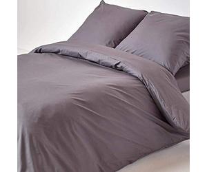 HOMESCAPES Dark Grey Pure Egyptian Cotton Duvet Cover Set Euro Size 150 x 200 cm 200 TC 400 Thread Count Equivalent Pillowcase Included Quilt Cover Bedding Set