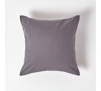 HOMESCAPES Dark Grey Pure Egyptian Cotton Euro Size Pillowcase 40 x 40 cm 200 TC 400 Thread Count Percale Equivalent Pillow Case with Zip Pack of 2