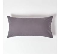 HOMESCAPES Dark Grey Pure Egyptian Cotton Euro Size Pillowcase 40 x 80 cm 200 TC 400 Thread Count Percale Equivalent Pillow Case with Zip Pack of 2