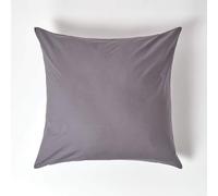 HOMESCAPES Dark Grey Pure Egyptian Cotton Euro Size Pillowcase 60 x 60 cm 200 TC 400 Thread Count Percale Equivalent Large Square Pillow Case with Zip Pack of 4