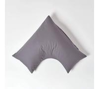 HOMESCAPES Dark Grey Pure Egyptian Cotton V-Shape Pillowcase 200 TC 400 Thread Count Percale Equivalent Pillow Case For Nursing Pregnancy and Elderly Pack of 4