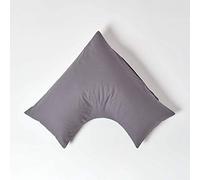 HOMESCAPES Dark Grey Pure Egyptian Cotton V-Shape Pillowcase 200 TC 400 Thread Count Percale Equivalent Pillow Case For Nursing Pregnancy and Elderly