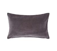 HOMESCAPES Dark Grey Velvet Cushion Cover Super Soft Cotton Velvet Luxury Scatter Cushion Rectangle Plain Charcoal Accent Throw Pillow for Sofa and Bed Decoration with Hidden Zipper, 30 x 50 cm
