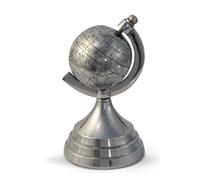 Homescapes Decorative Aluminium World Globe Ornament In Silver Silver