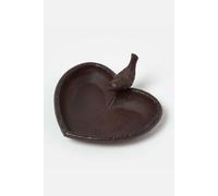Homescapes Brown Decorative Bird Rustic Heart Bird Bath Cast Iron