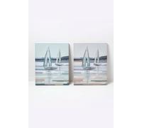 HOMESCAPES Decorative wall art Boats, Design wall decoration Set of 2