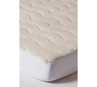 HOMESCAPES Small Double Deep Quilted Fleece Mattress Topper 320 GSM Super Thick Protector with Cosy Teddy Sherpa Top 30 cm Deep Stretch Fit Fully Elasticated Skirt